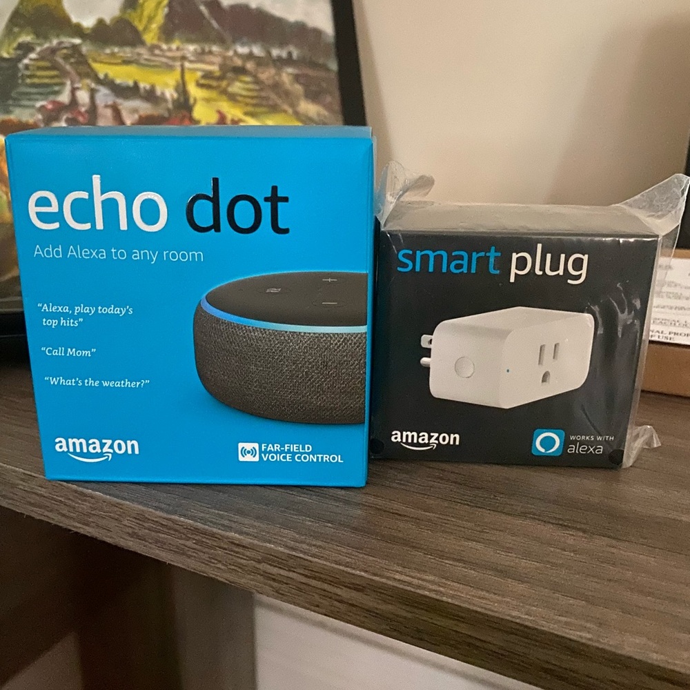 Bundle! Amazon echo dot and smart plug. Brand new!